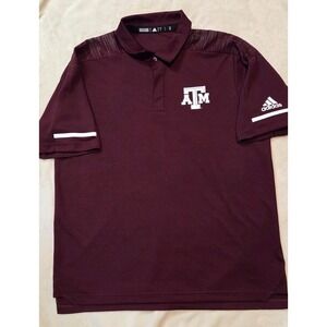 TEXAS A&M ADIDAS PLAYER ISSUED MENS MAROON SHORT SLEEVE MAROON POLO SIZE LARGE